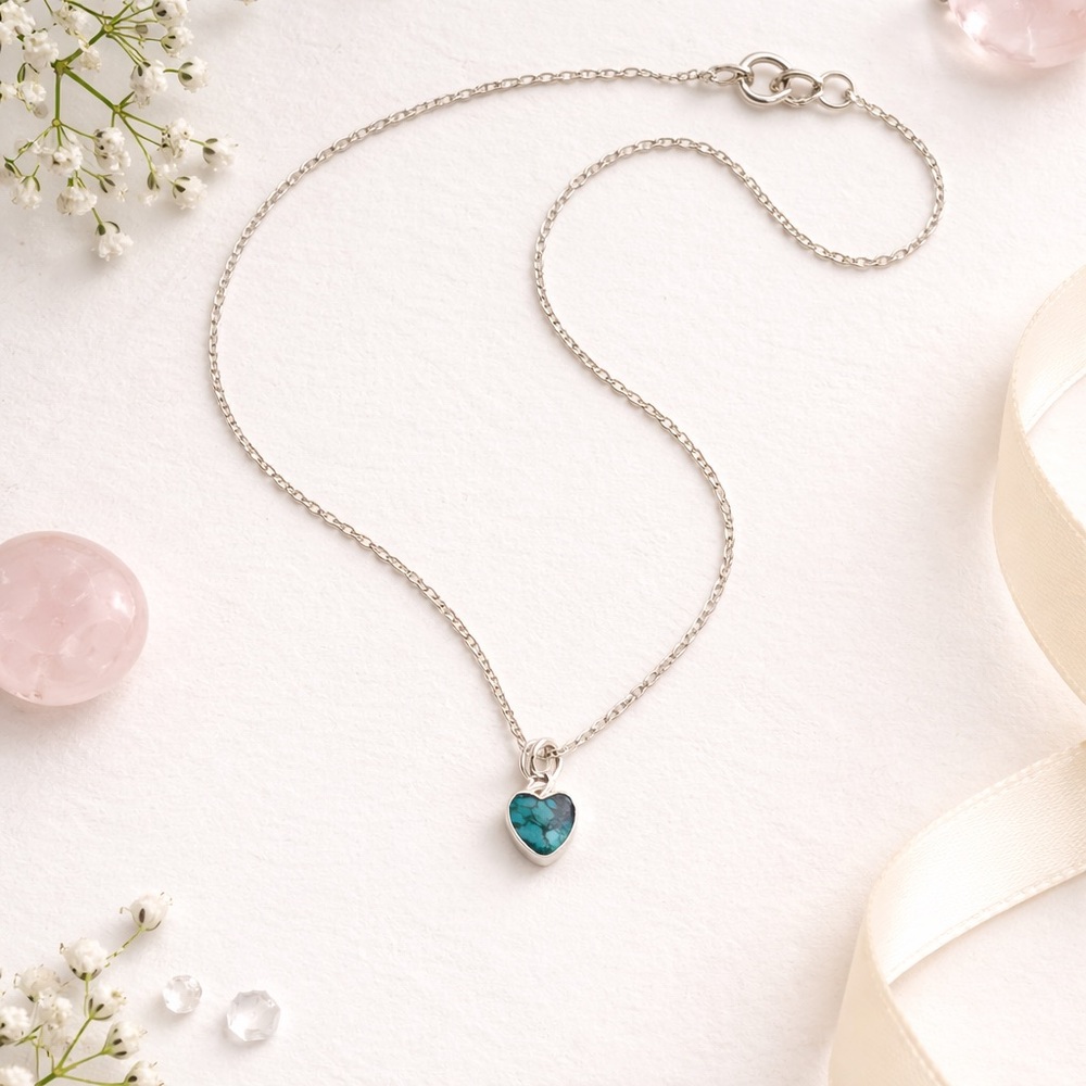 Sterling Silver Turquoise Heart Pendant